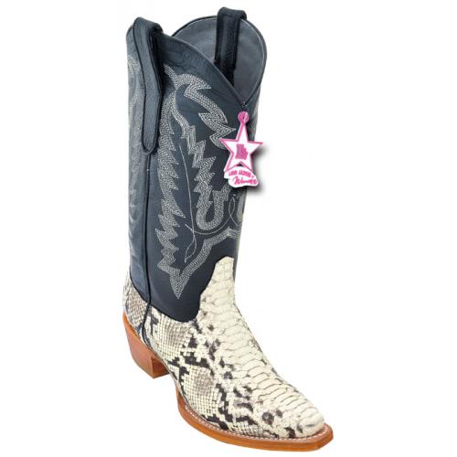 Los Altos Ladies Natural Genuine Python Snip Toe Cowgirl Boots 345749