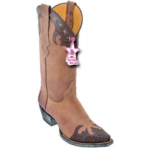 Los Altos Ladies Brown / Oryx Genuine Lizard Snip Toe Cowgirl Boots 34P0707