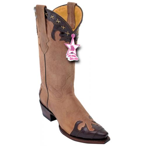 Los Altos Ladies Brown / Oryx Genuine Eel Snip Toe Cowgirl Boots 34P0807