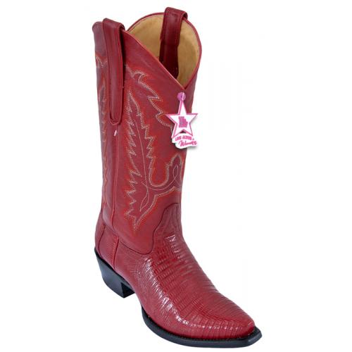 Los Altos Ladies Red Genuine Lizard Snip Toe Cowgirl Boots 340712