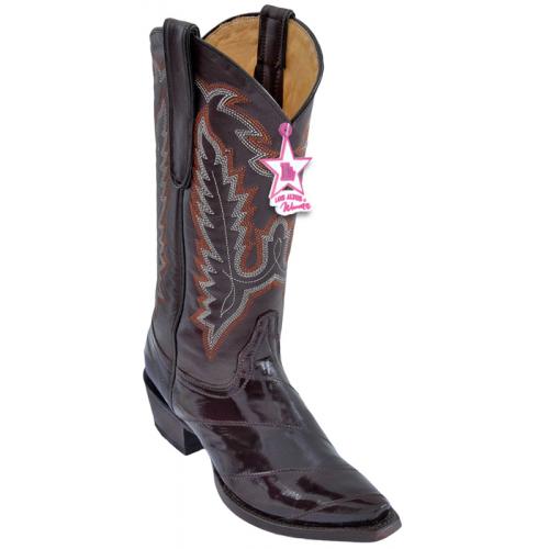 Los Altos Ladies Brown Genuine Eel Snip Toe Cowgirl Boots 340807