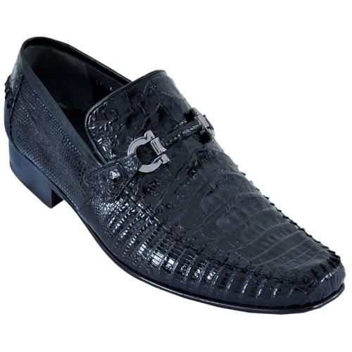 Los Altos Black Genuine All-Over Crocodile Belly With Lizard Shoes ZV103705
