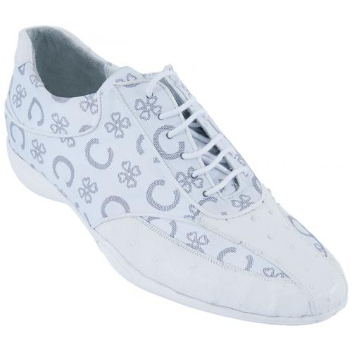 Los Altos White Genuine Ostrich  W/Fashion Design Casual Shoes ZC074928