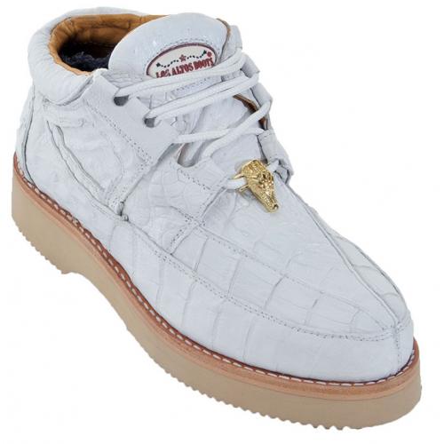 Los Altos White All-Over Genuine Crocodile Casual Shoes ZA060128