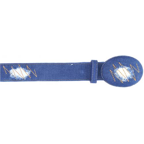 Los Altos Blue Jean "Denim" W/Patches All-Over Genuine Quality Cowboy Belt C114414