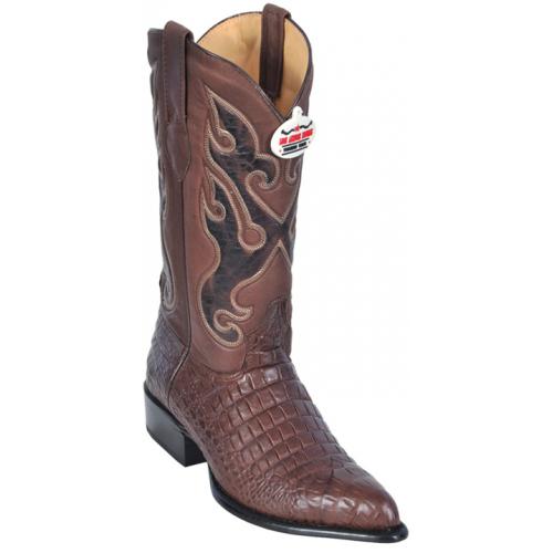 Los Altos Brown All-Over Alligator Belly J - Toe Print Cowboy Boots 3995907