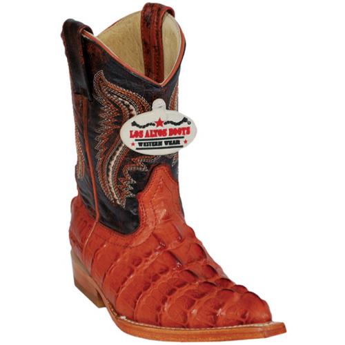 Los Altos Kid's Cognac All-Over Alligator Tail Prints 3X Toe Cowboy Boots 3450103