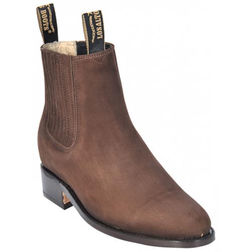 Los Altos Men's Tabacco Genuine Suede Charro Leather Work Short Boots w/  Welt Stitching 626359