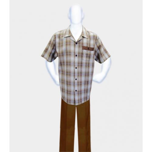 Steve Harvey Tan 2 Pc 100% Linen Outfit # 2806/6068