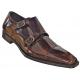 Mezlan "Cedar" Burgundy Genuine Patent Leather Shoes With Double Buckle 15467