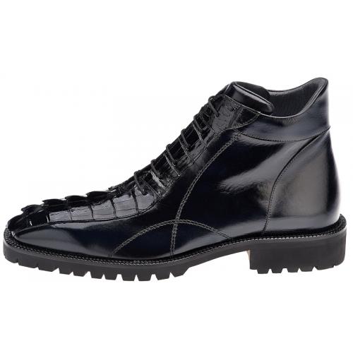 Belvedere Terme X16 Black Genuine Hornback Crocodile and Italian Calfskin  Shoes