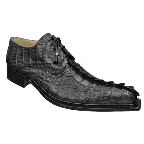 Fennix Italy 3237 Black Genuine Hornback Crocodile Tail Shoes