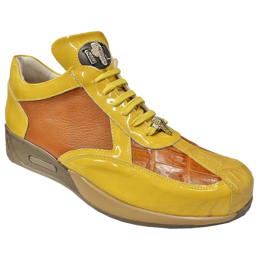 Mauri M733 Yellow / Cognac Genuine Crocodile / Patent Leather Sneakers ...