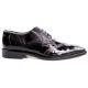 Belvedere "Nino" Black Genuine Eel / Ostrich Leg Shoes 0B4.