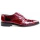 Belvedere "Nino" Antique Red / Scarlet Red Genuine Eel / Ostrich Leg Shoes 0B4.