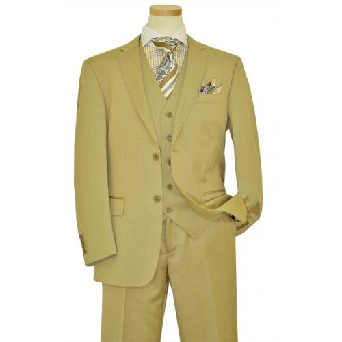 Bertolini Tan Wool & Silk Blend Super 140'S Vested Suit 79401