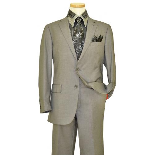 Vincenzi Grey Self Design With Black Super 110'S Wool Suit V83808