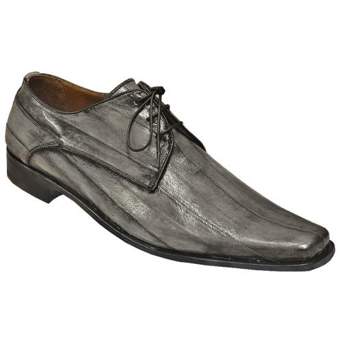 Mauri "1056" Hand Painted Metallic Grey Genuine Eel Shoes