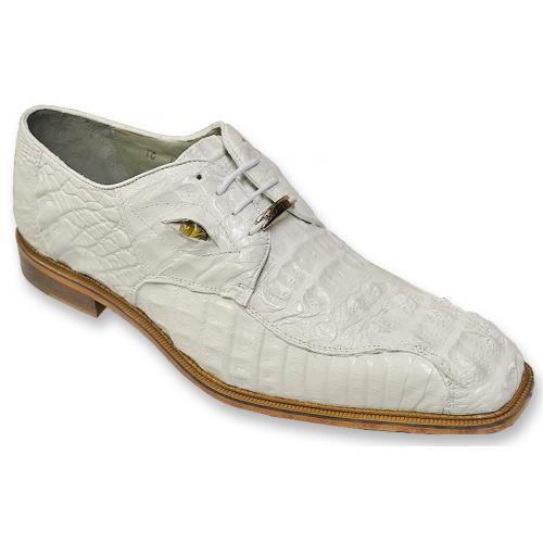 Belvedere T-Rex White All-Over Genuine Hornback Crocodile Shoes With ...