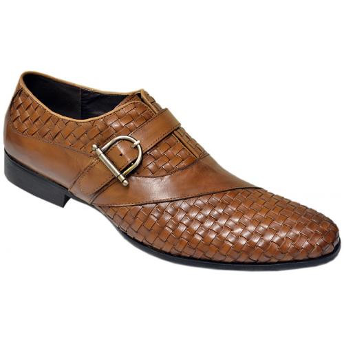 Zota Rusty Iron Woven Design Genuine Leather Monk Strap Shoes Y082-101