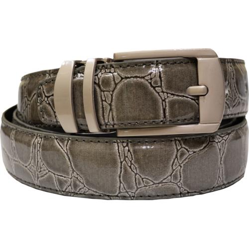 Giorgio Brutini Charcoal Grey Alligator Print Genuine Leather Belt