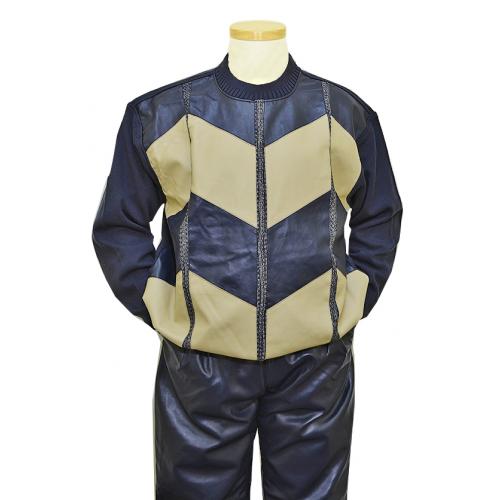 Bagazio Navy / Biege PU Leather 2 PC Outfit BM1358