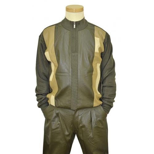 Bagazio Olive / Tan PU Leather 2 PC Outfit BM1356