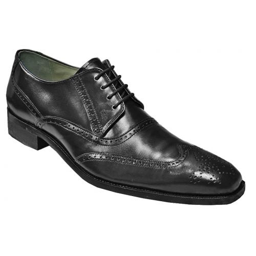 Liberty Black Genuine Calf-Skin Wingtip Shoes L-728
