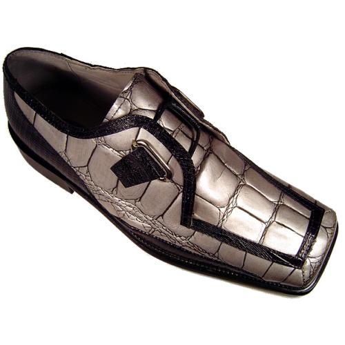 Fratelli Metallic Silver Alligator Print Shoes 8375-21