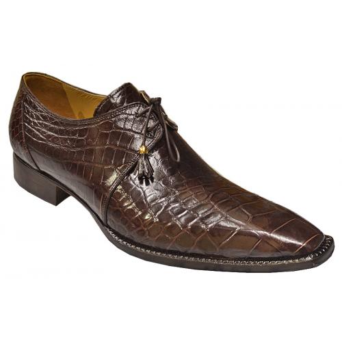 Mauri 53125 Brown Genuine All-Over Alligator Belly Skin Shoes.