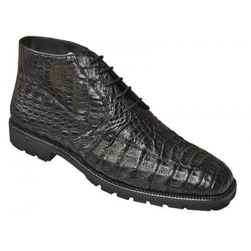 Los Altos Black All-Over Genuine Crocodile Ankle Boots 1ZA2068205