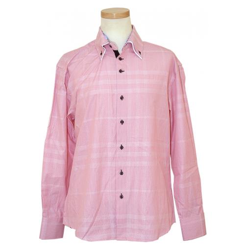 Steve Harvey Salmon Pinstripes Design Long Sleeve Shirt SH4095