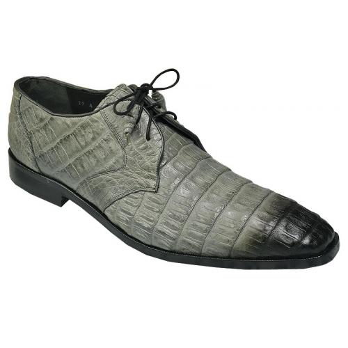 Los Altos Gray / Black Faded All Over Genuine Hornback Crocodile Shoes 1ZV088238
