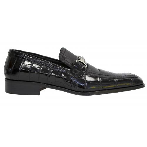 Fennix Black All-Over Genuine Crocodile Loafer Shoes 3471