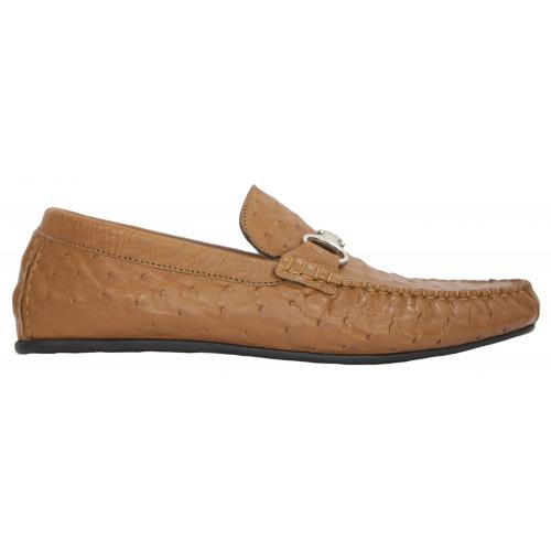 Fennix Italy 3515 Peanut All-Over Genuine Ostrich Loafer Shoes