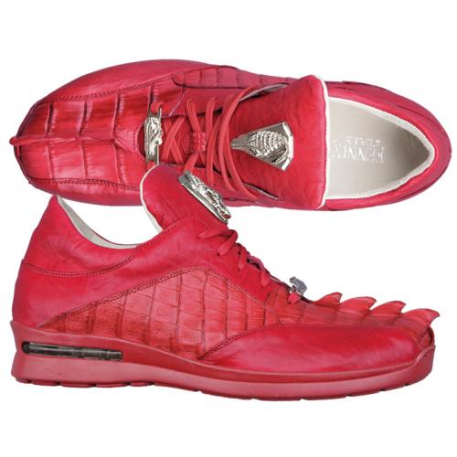 Fennix Red Genuine Crocodile / Rugged Calfskin Sneaker 3444