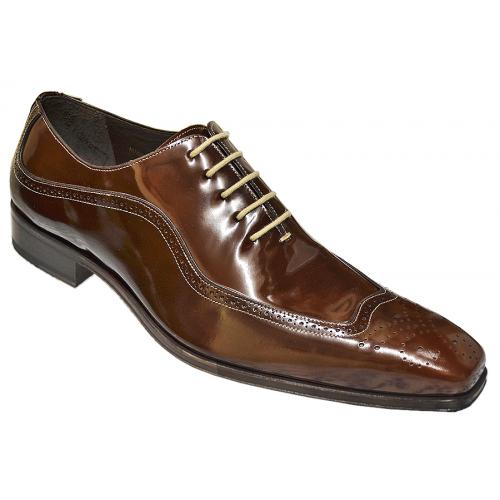 Mezlan "Patron" Brown Genuine Patent Leather Oxford Dress Shoes 15589
