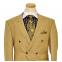 Tayion Collection Honey Mustard Windowpanes Design Hand-Pick Stitching Wool Suit 022
