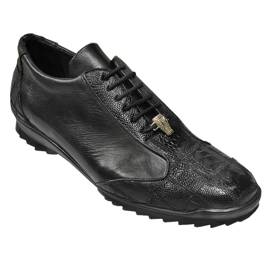 Los Altos Black Genuine Ostrich / Leather Sneakers 1Z091905 - $199.90 ...