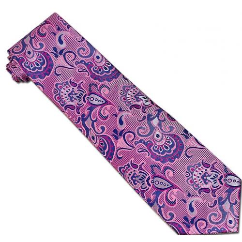Verse 9 Collection Pink / Lavender Paisley Design 100% Woven Silk Necktie/Hanky Set V905