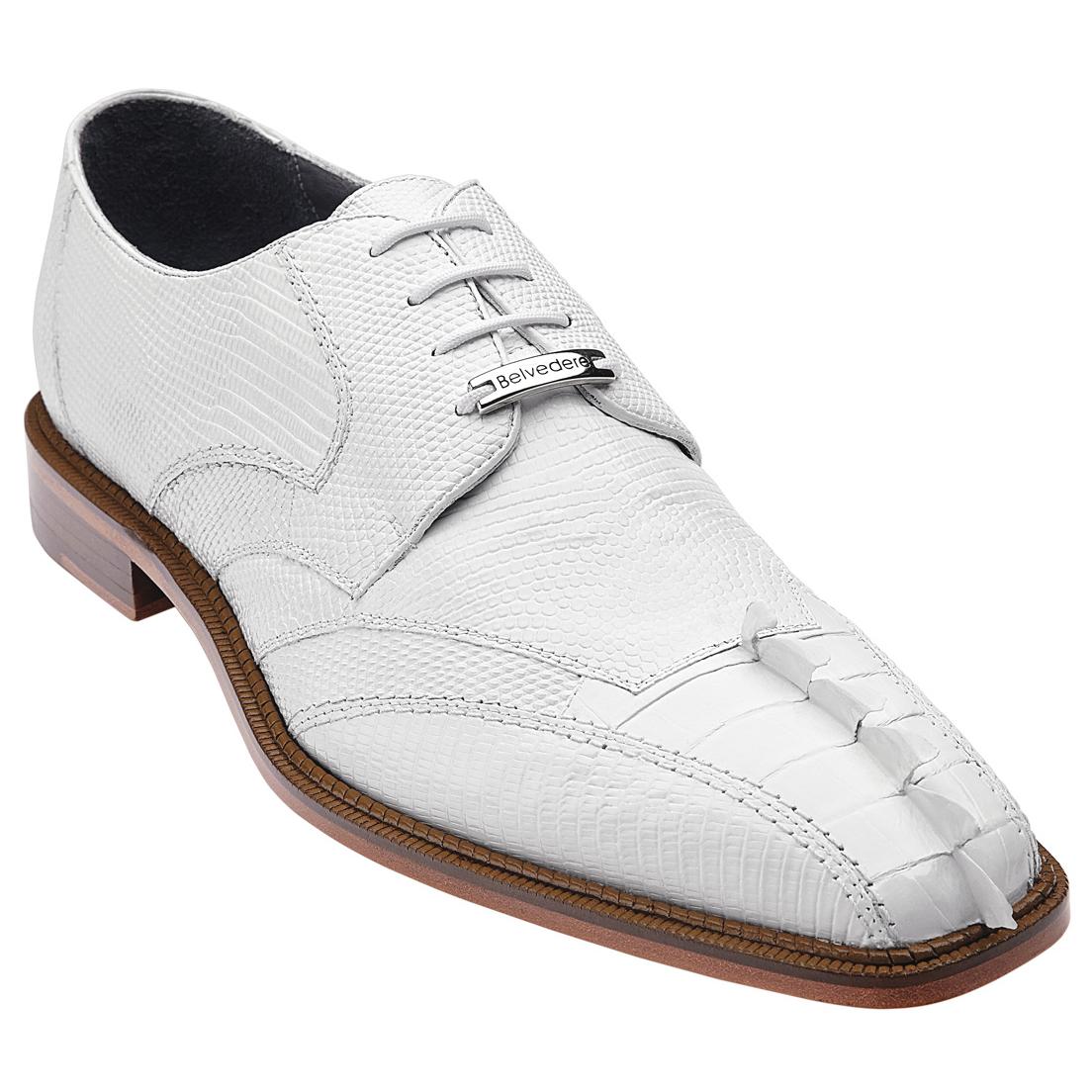 Belvedere Topo White Genuine Hornback Crocodile / Lizard Shoes 1480 ...