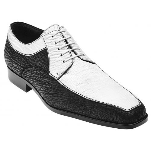 Belvedere "Antonio" White / Black Genuine Shark Shoes # 3P6