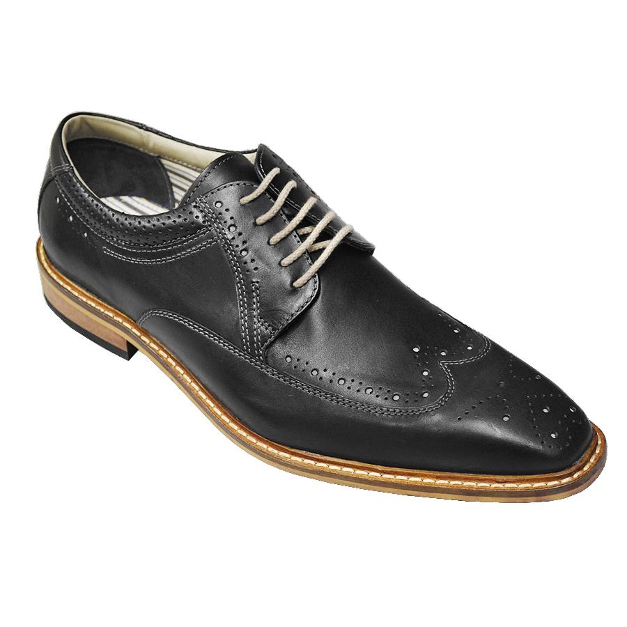 Giorgio Brutini Black Wingtip Shoes With Contrast Perforation 249341 ...