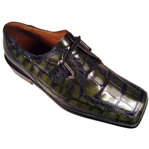 Fratelli Hunter Green Alligator Print Shoes #8375
