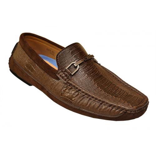 AC Casuals Brown Ostrich Print Loafer Shoes 6460