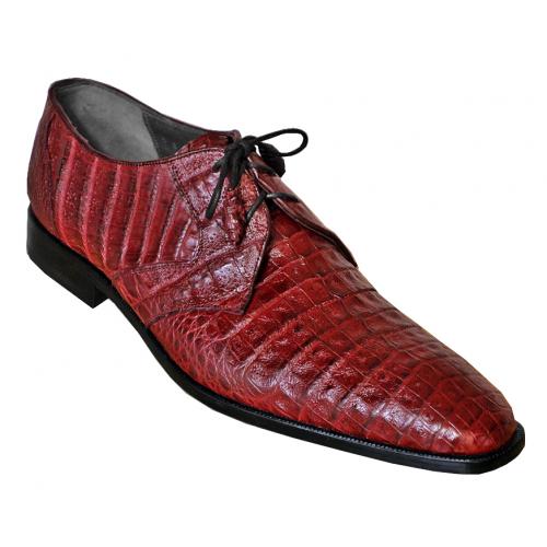 Los Altos Burgundy Genuine All-Over Crocodile Belly Shoes ZV088206