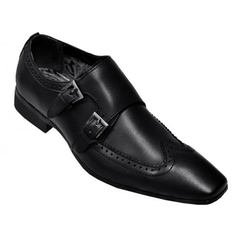 Steve Harvey Black Genuine Leather Wingtip Shoes Jules-B A231-5