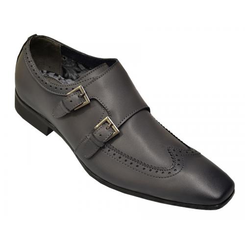 Steve Harvey Grey Genuine Leather Wingtip Shoes Jules-G A231-5