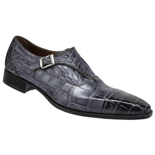 Mauri "Lapis" 1069 Medium Grey Genuine Alligator Hand-painted Burnished Shoes