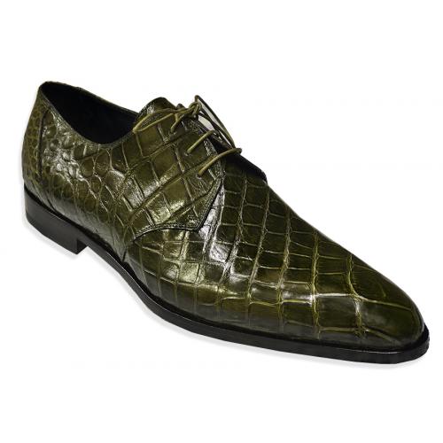 Mauri "Bernini" 4580 Money Green Genuine All Over Alligator Shoes.